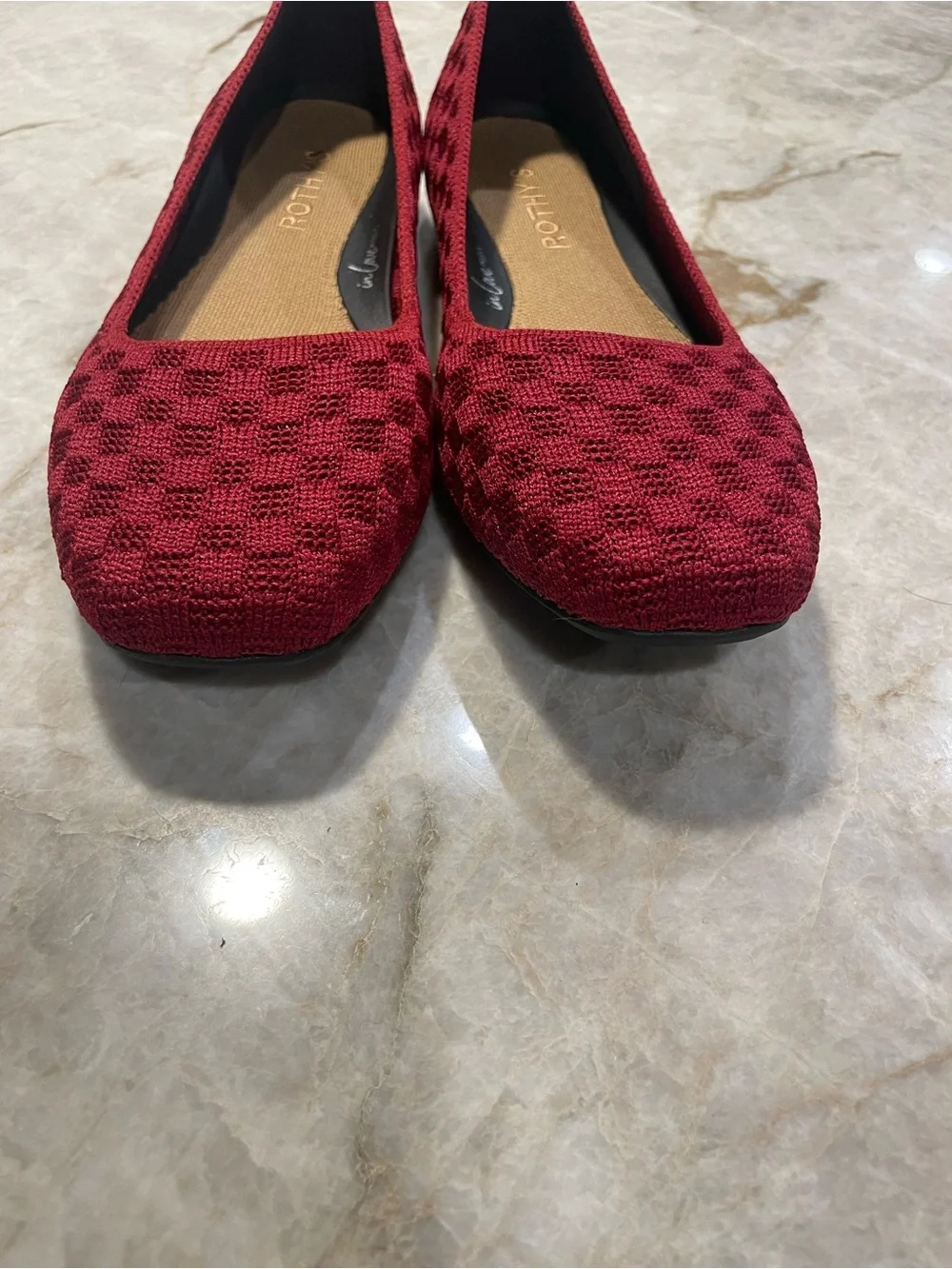 Rothy's The Max Square Women's Burgundy Knit Square-Toe Ballet Flats NWOT